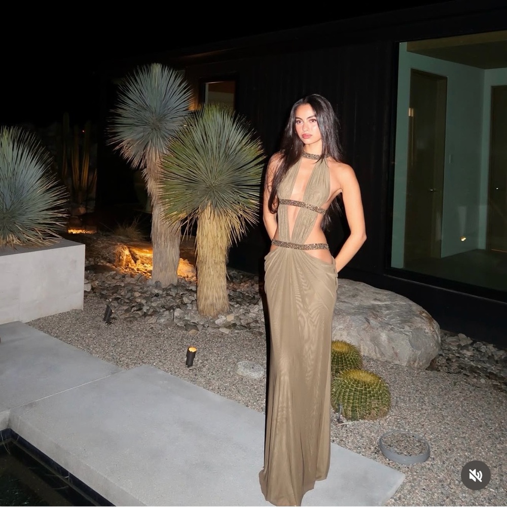 Elegant Brown Halter Dress